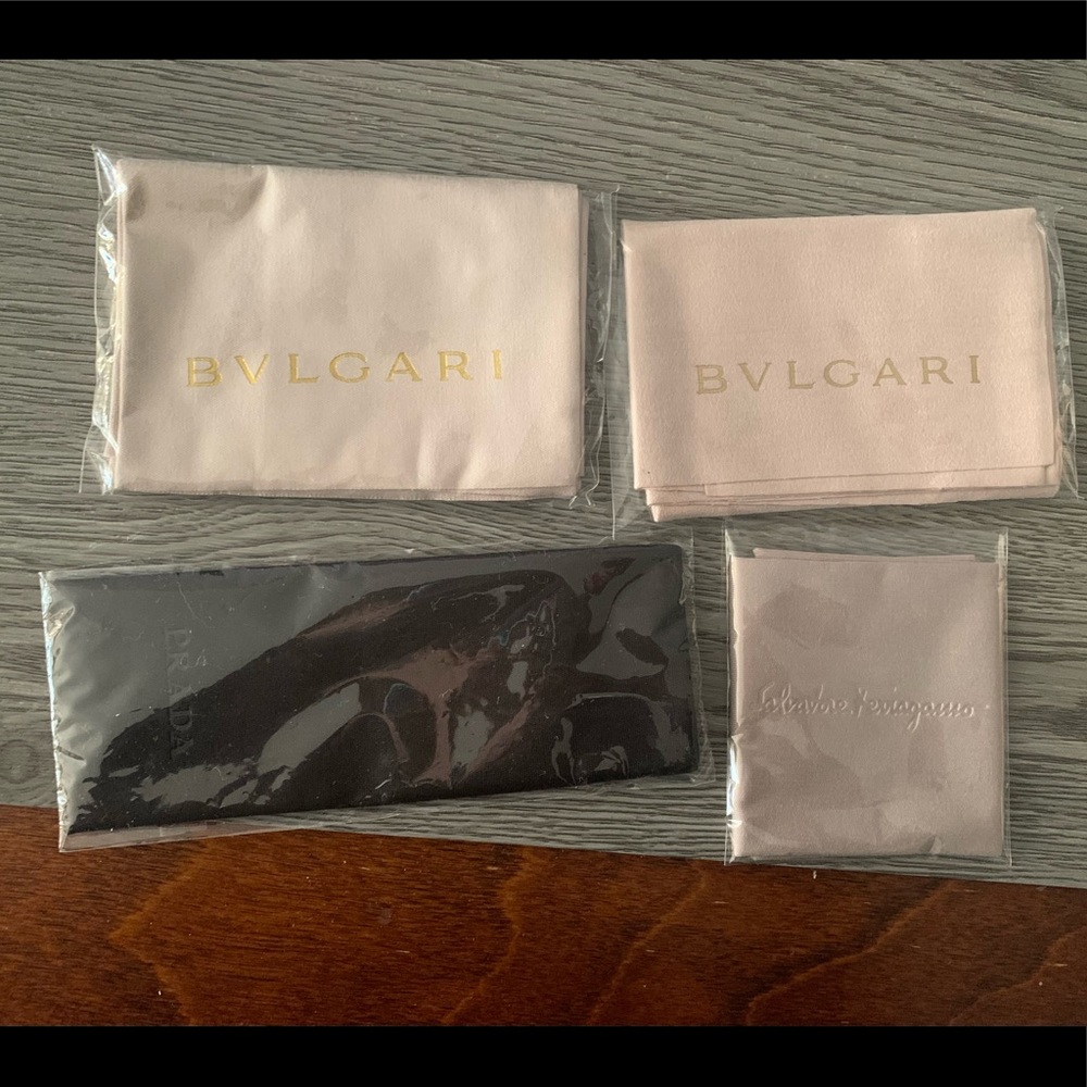 4 brand name optical glasses cloth ( Prada, Bvlgari x 2 & ferragamo)